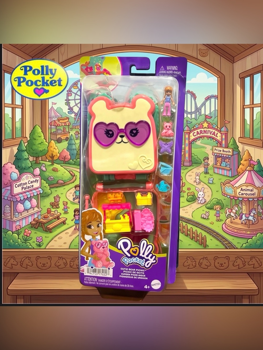Polly Pocket Mini Compact Playset - Cutie Bear Picnic (HRD70)